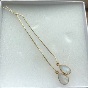 Moonstone threader dangle earrings